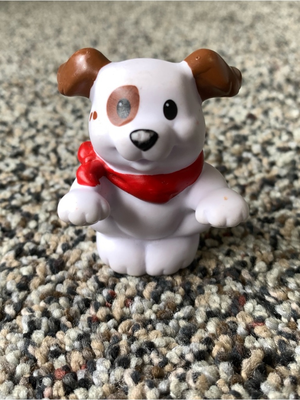 Fisher-Price Little People White Dog Brown Ears Red Scarf Figure Replacement Toy